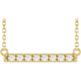14K Gold Round Natural Diamond French-Set Bar Necklace - Yellow Gold