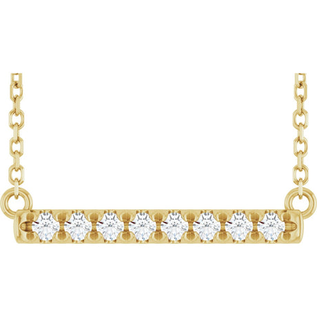 14K Gold Round Lab-Grown Diamond French-Set Bar Necklace - Yellow Gold
