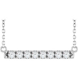Platinum Round Natural Diamond French-Set Bar Necklace
