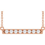 14K Gold Round Lab-Grown Diamond French-Set Bar Necklace - Rose Gold