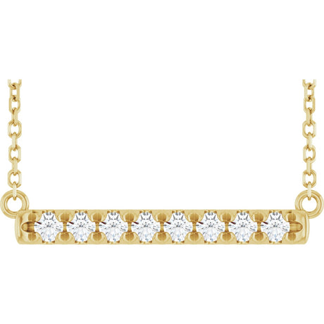 14K Gold Round Lab-Grown Diamond French-Set Bar Necklace - Yellow Gold