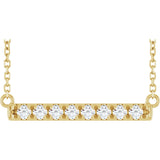 14K Gold Round Natural Diamond French-Set Bar Necklace - Yellow Gold