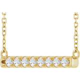 14K Gold Round Lab-Grown Diamond French-Set Bar Necklace - Yellow Gold - view 2