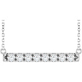 Platinum Round Natural Diamond French-Set Bar Necklace