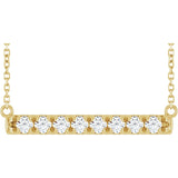 14K Gold Round Lab-Grown Diamond French-Set Bar Necklace - Yellow Gold