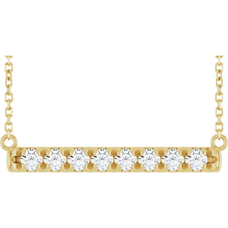 14K Gold Round Lab-Grown Diamond French-Set Bar Necklace - Yellow Gold