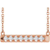 14K Gold Round Lab-Grown Diamond French-Set Bar Necklace - Rose Gold - view 2