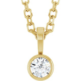 14K Gold Round Natural Diamond Bezel-Set Solitaire Necklace or Pendant – up to 0.06 CTW - Yellow Gold