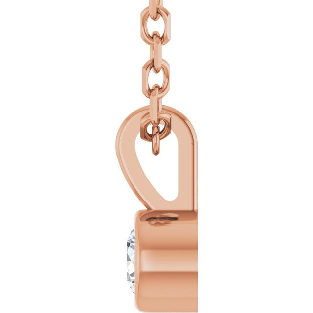 14K Gold Round Natural Diamond Bezel-Set Solitaire Necklace or Pendant – up to 0.06 CTW - Rose Gold - view 3