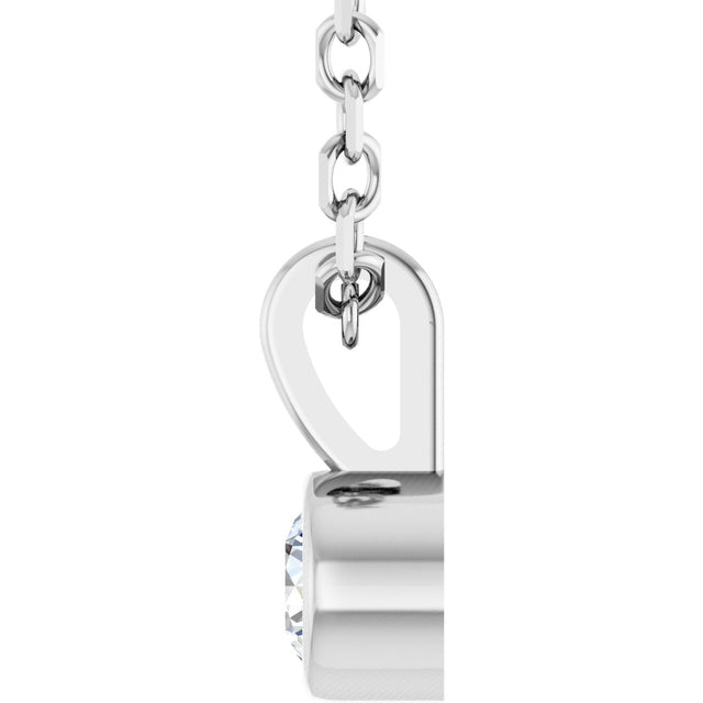 Platinum Round Natural Diamond Bezel-Set Solitaire Necklace or Pendant - view 3