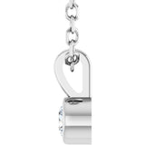 14K Gold Round Natural Diamond Bezel-Set Solitaire Necklace or Pendant – up to 0.06 CTW - White Gold - view 3