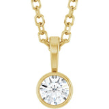 14K Gold Round Natural Diamond Bezel-Set Solitaire Necklace or Pendant – up to 0.06 CTW - Yellow Gold