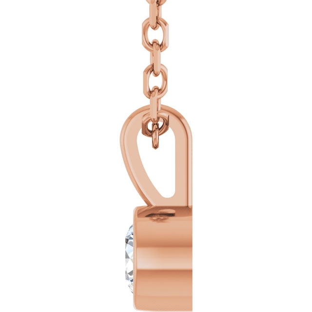 14K Gold Round Natural Diamond Bezel-Set Solitaire Necklace or Pendant – up to 0.06 CTW - Rose Gold - view 3
