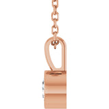 14K Gold Round Natural Diamond Bezel-Set Solitaire Necklace or Pendant – up to 0.06 CTW - Rose Gold - view 3