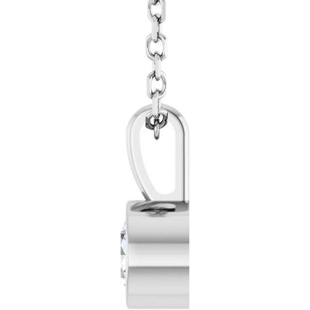 Platinum Round Natural Diamond Bezel-Set Solitaire Necklace or Pendant - view 3