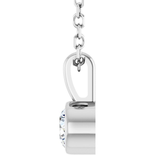14K Gold Round Natural Diamond Bezel-Set Solitaire Necklace or Pendant – up to 0.06 CTW - White Gold - view 3
