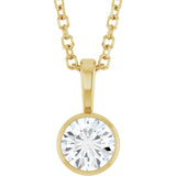 14K Gold Round Natural Diamond Bezel-Set Solitaire Necklace or Pendant – up to 0.06 CTW - Yellow Gold
