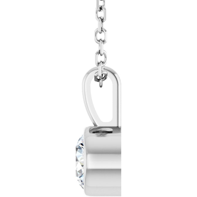 14K Gold Round Natural Diamond Bezel-Set Solitaire Necklace or Pendant – up to 0.06 CTW - White Gold - view 3