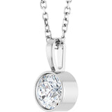 Platinum Round Natural Diamond Bezel-Set Solitaire Necklace or Pendant - view 2