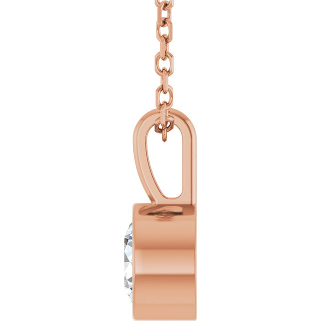 14K Gold Round Natural Diamond Bezel-Set Solitaire Necklace or Pendant – up to 0.06 CTW - Rose Gold - view 3