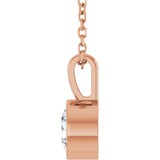14K Gold Round Lab-Grown Diamond Bezel-Set Solitaire Necklace or Pendant - Rose Gold - view 3