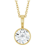 14K Gold Round Lab-Grown Diamond Bezel-Set Solitaire Necklace or Pendant - Yellow Gold