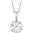 Platinum Round Lab-Grown Diamond Bezel-Set Solitaire Necklace or Pendant