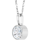 Platinum Round Natural Diamond Bezel-Set Solitaire Necklace or Pendant - view 2