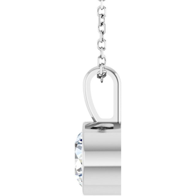 Platinum Round Natural Diamond Bezel-Set Solitaire Necklace or Pendant - view 3