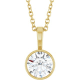 14K Gold Round Lab-Grown Diamond Bezel-Set Solitaire Necklace or Pendant - Yellow Gold