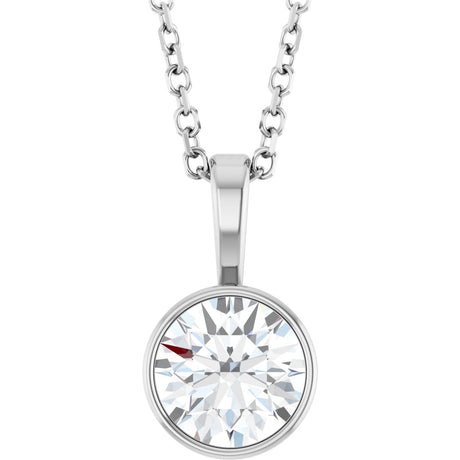 Platinum Round Lab-Grown Diamond Bezel-Set Solitaire Necklace or Pendant