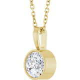 14K Gold Round Lab-Grown Diamond Bezel-Set Solitaire Necklace or Pendant - Yellow Gold - view 2
