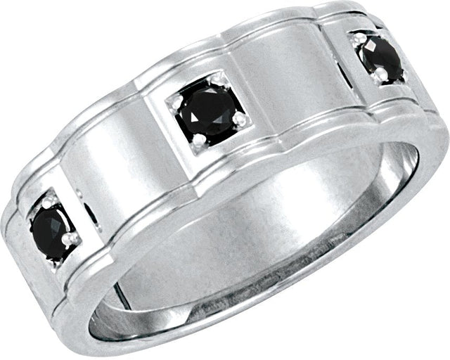 14K Gold Round Natural Diamond Three-Stone Ring II - White Gold - view 2