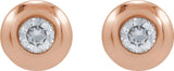 14K Gold Natural Diamond Round Bezel-Set Stud Earrings – 1.5-5.2mm Stones - Rose Gold - view 2