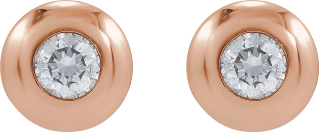 14K Gold Lab-Grown Diamond Round Bezel-Set Stud Earrings – 1.5-5.2mm Stones - Rose Gold - view 2