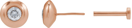 14K Gold Lab-Grown Diamond Round Bezel-Set Stud Earrings – 1.5-5.2mm Stones - Rose Gold