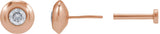 14K Gold Natural Diamond Round Bezel-Set Stud Earrings – 1.5-5.2mm Stones - Rose Gold