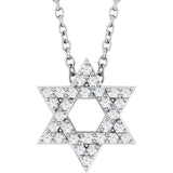 Platinum Round Natural Diamond Star of David Necklace or Pendant