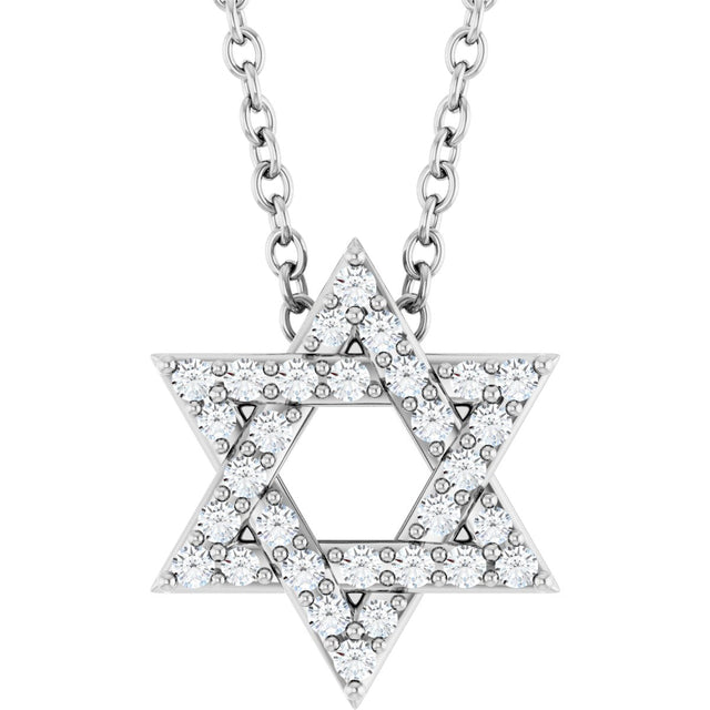 Platinum Round Natural Diamond Star of David Necklace or Pendant
