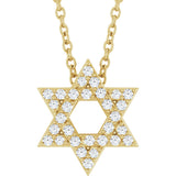 14K Gold Round Natural Diamond Star of David Necklace or Pendant - Yellow Gold