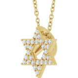 14K Gold Round Natural Diamond Star of David Necklace or Pendant - Yellow Gold - view 2