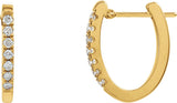 14K Gold Round Natural Diamond Accented U-Hoop Earrings - Yellow Gold