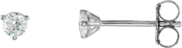18K Gold Natural Diamond Round 3-Prong Cocktail-Style Stud Earrings