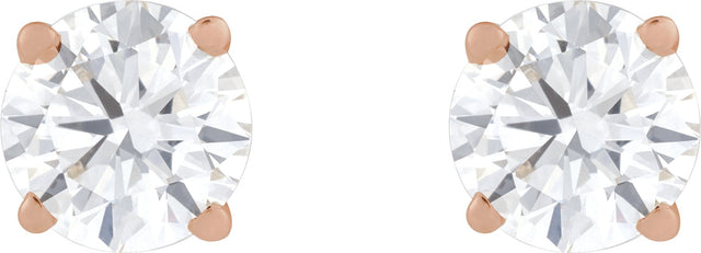 14K Gold Lab-Grown Diamond Round 4-Prong Lightweight Stud Earrings - Rose Gold - view 8