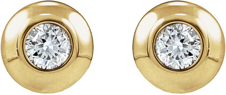 14K Gold Lab-Grown Diamond Round Bezel-Set Stud Earrings – 1.5-5.2mm Stones - Yellow Gold