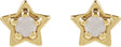 14K Gold Round Natural White Opal Star Cabochon Earrings - Yellow Gold