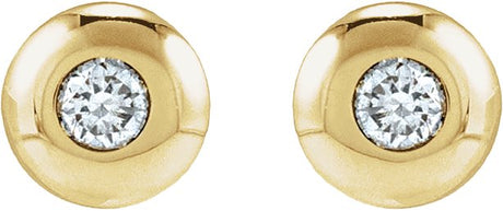 14K Gold Lab-Grown Diamond Round Bezel-Set Stud Earrings – 1.5-5.2mm Stones - Yellow Gold