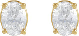 14K Gold Natural Diamond Oval 4-Prong Lightweight Stud Earrings - Yellow Gold - view 2