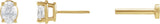 14K Gold Natural Diamond Oval 4-Prong Lightweight Stud Earrings - Yellow Gold - view 3