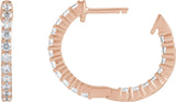 14K Gold Round Lab-Grown Diamond Inside-Outside Hoop Earrings – 1.5-3mm Stones - Rose Gold - view 4